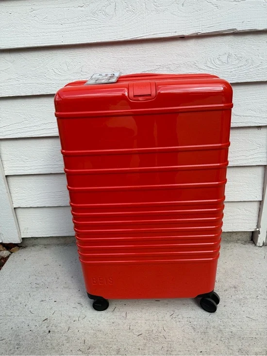 Beis the large check in in glossy orange flame limited edition NWT
