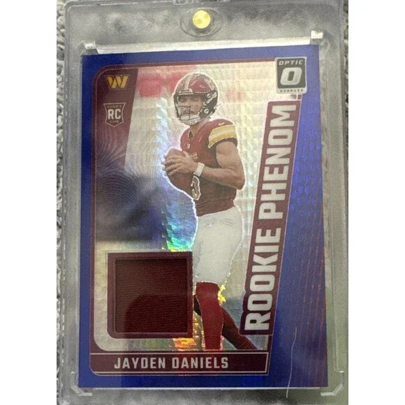2024 Donruss Optic Jayden Daniels Rookie Phenoms RC Jersey Blue Hyper #RPB-JDS