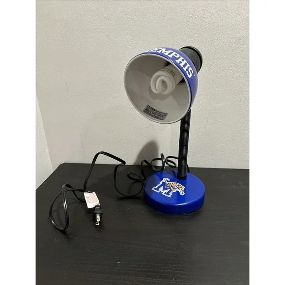 Vintage University Of Memphis Tigers Football Blue Adjustable Desk Table Lamp