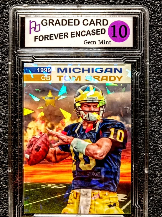 Tom Brady Michigan Wolverines MVP Cracked Ice Football Rookie Card
