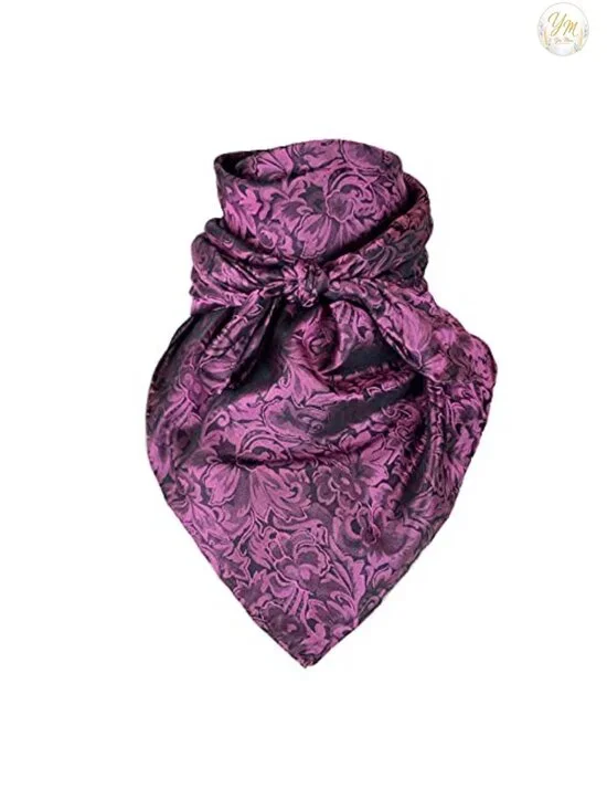 100% Silk Jacquard Baroque Western Cowboy Wild Rag Scarf 34.5