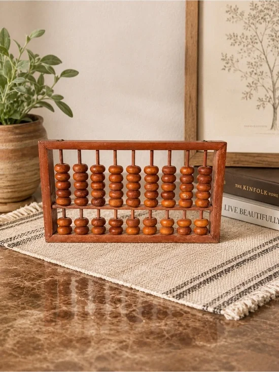 Vintage Wooden Abacus | Mid-Century Wood Counting Frame | Rustic Farmhouse Decor
