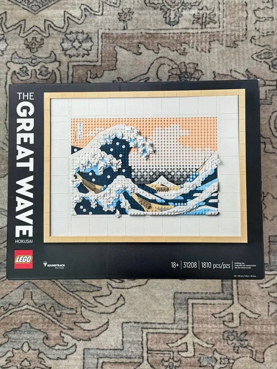 Lego The Great Wave Wall Art - Blue, White & Tan