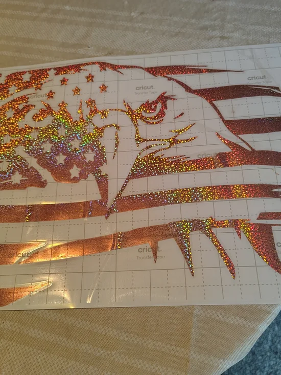 Holographic Eagle In front Of The American Flag.  Handmade By Uniquely Natalie