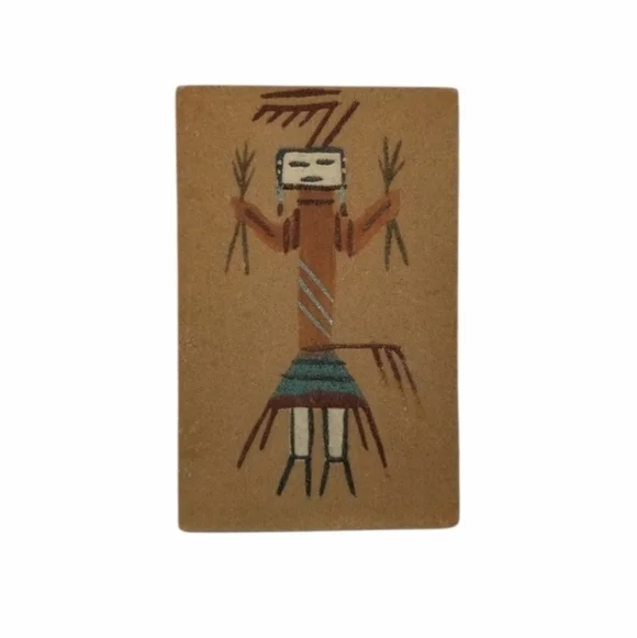 Kachina Sand Tile Wall Art Painting Yei Unframed Signed Native American 6 X 4
