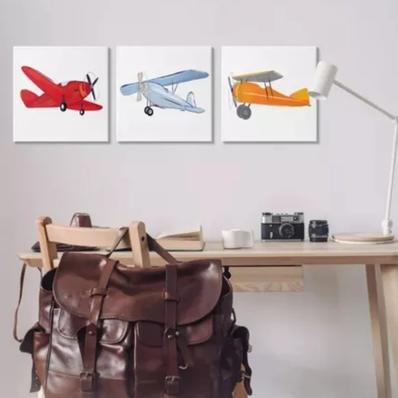 Stupell Industries Triple Colorful Airplanes Drawing, 14