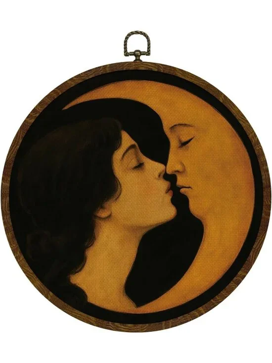 Romantic Moon & Girl Wall Art - Vintage Celestial Canvas Print for Dreamy Decor