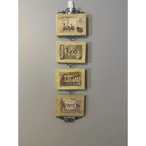 Vintage Home Interior 3D Love Is Kind‎ Patient And Trusting Wall Decor 4pc