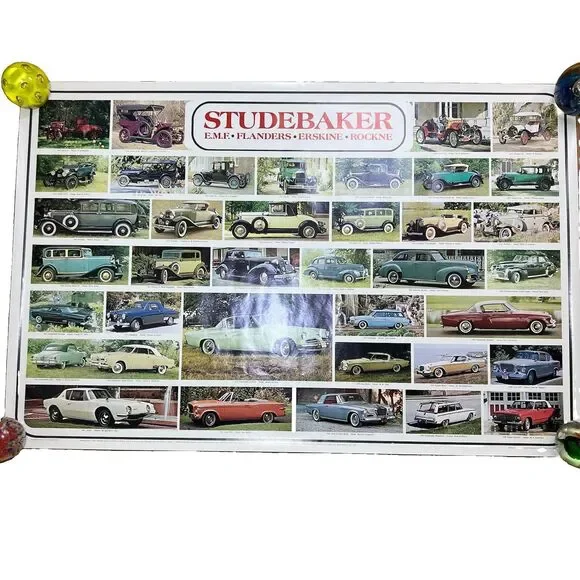 STUDEBAKER CARS 1904-1966 Vintage Original 1974 25x38 Wall POSTER Excellent
