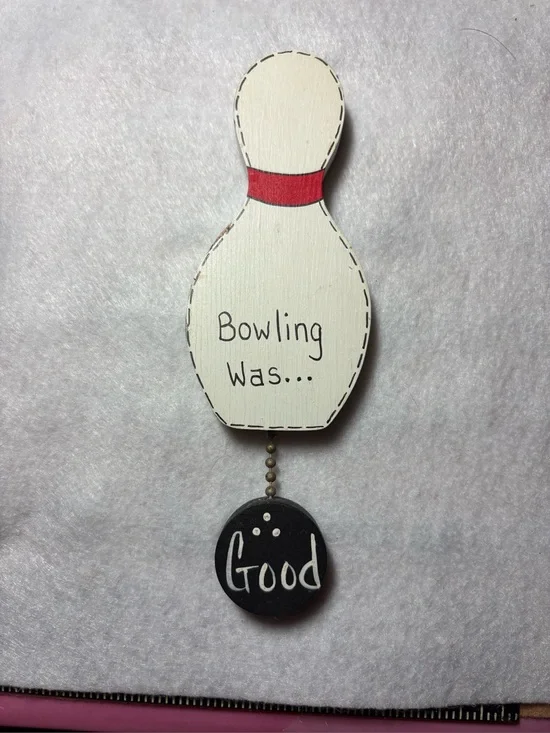 White and Red Bowling Pin Refrigerator Magnet