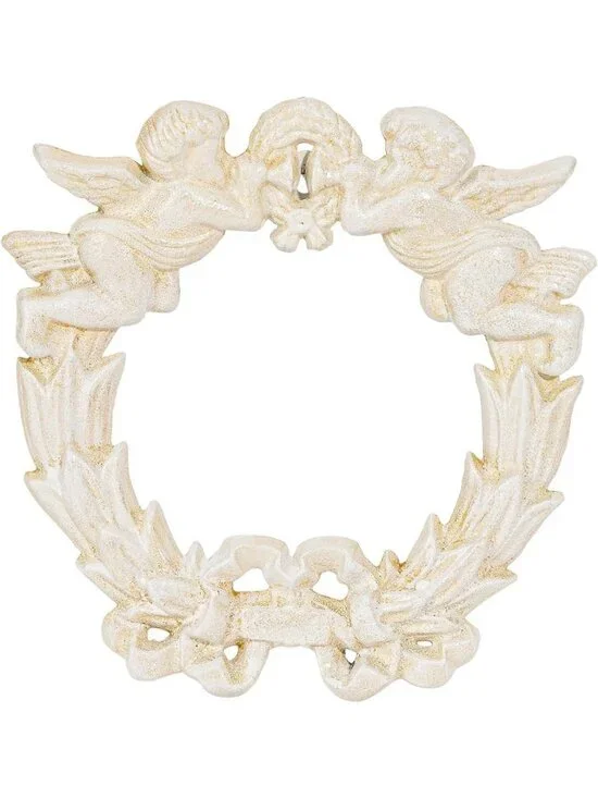 Vintage Cast Iron Cherub Wall Plaque - Antique White Home Decor Accent