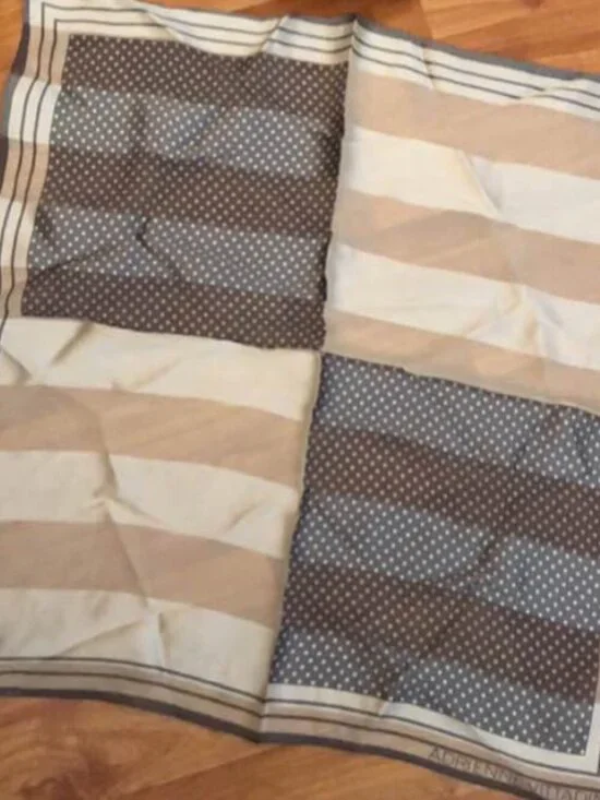 Adrienne Vittadini Geometric Scarf Gray White Dots