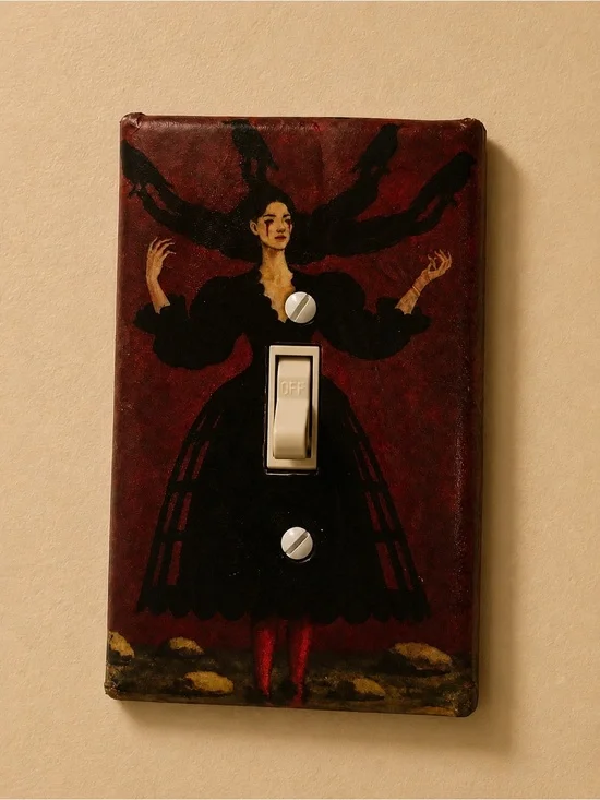 Hand-made Dark Red Gothic Woman Light Switch Cover