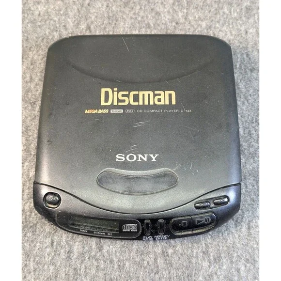 Sony Discman D-143 Portable CD Player Mega Bass Tested Works Hinge Damage
