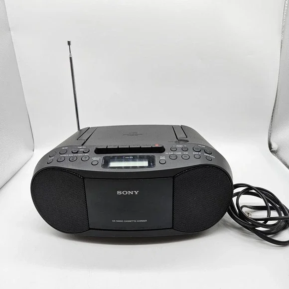 Sony CFD-S70 Portable CD Cassette Boombox AM/FM Radio Tested Works AC Cord Black