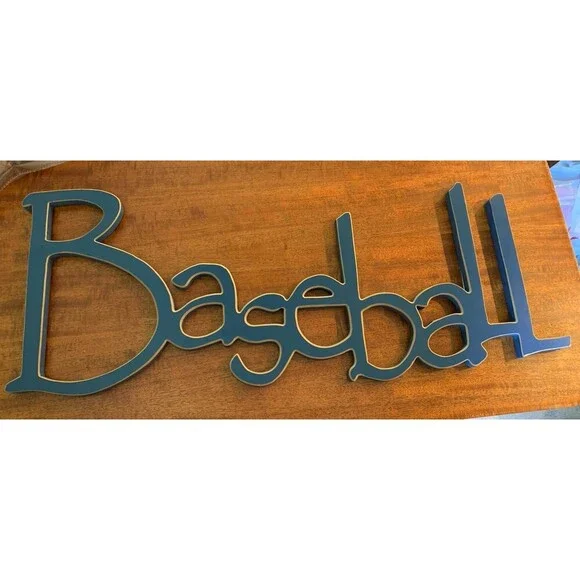 Baseball Wooden Wall Sign Blue 30