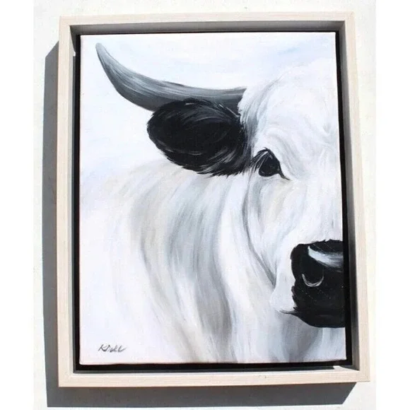 New Cow Face Canvas Wall Art Country Decor Framed Cow Bathroom Decor