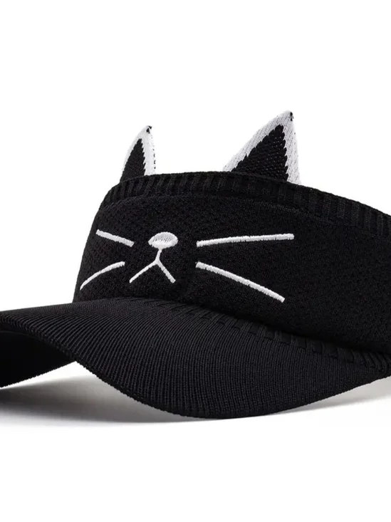 Adult Black Cat Ear Visor Hat