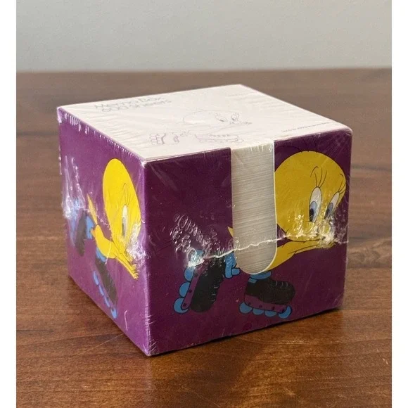 NOS Vintage 1993 Looney Tunes Tweety Bird Skating Happy Post It Notes Holder