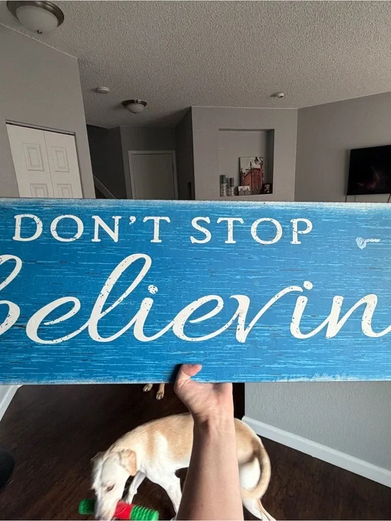 Don't Stop Believin' Blue Wall Sign by