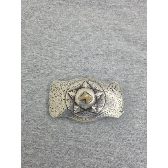 Rare Vintage Keyston Sterling Silver 14k Gold Horse Western Belt Buckle Heavy