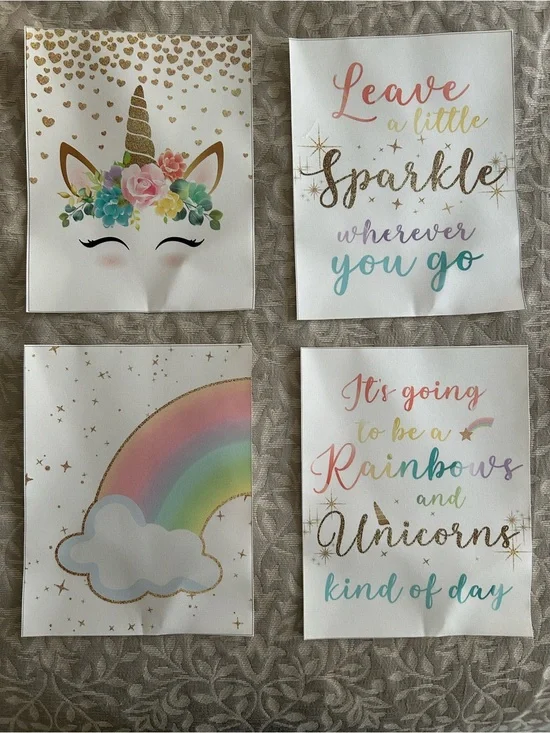 Unicorn & Rainbow Wall Art Set - Pastel Multicolor