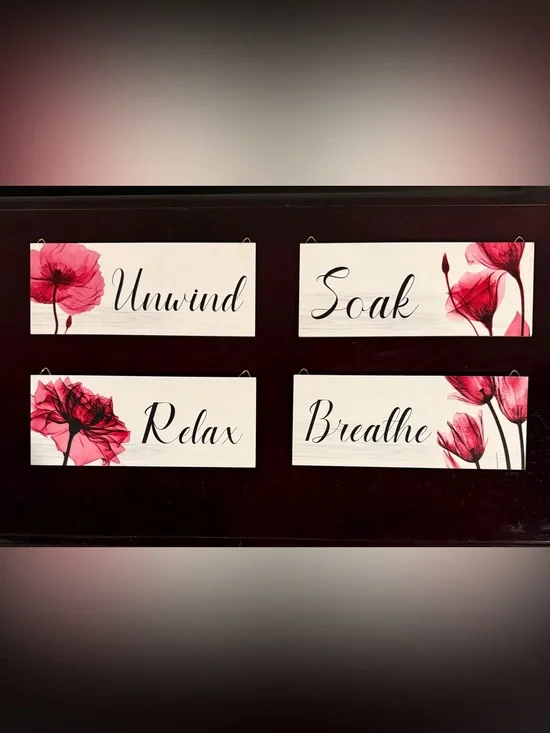 Bathroom Wall Signs - Set of 4