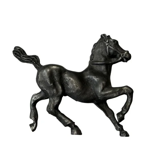 Vintage Cast Metal Horse Wall Plaque Stallion Equestrian Decor Dark Pewter