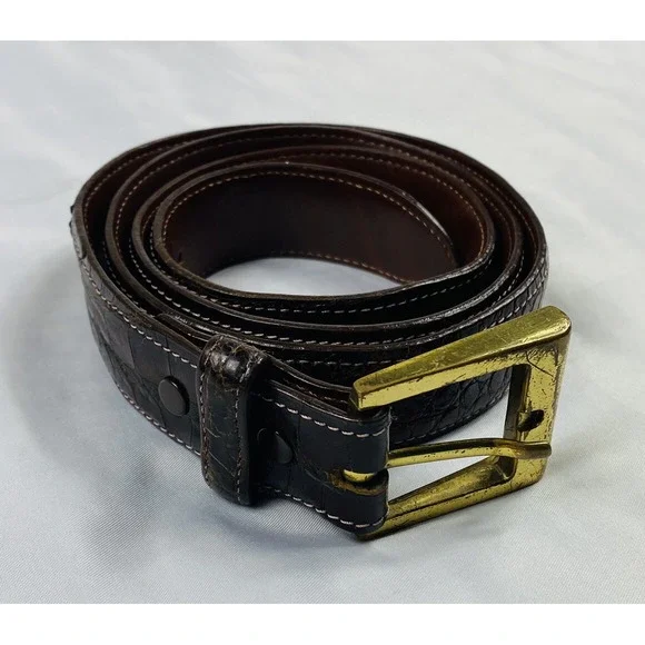 Bandera Collection Saltwater Crocodile Brown Western Belt Mens 36