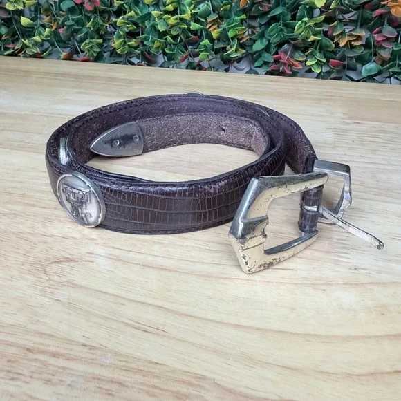 Texas Tech Red Raiders Brown Lizard Embossed Western Belt Silver Double T 42in
