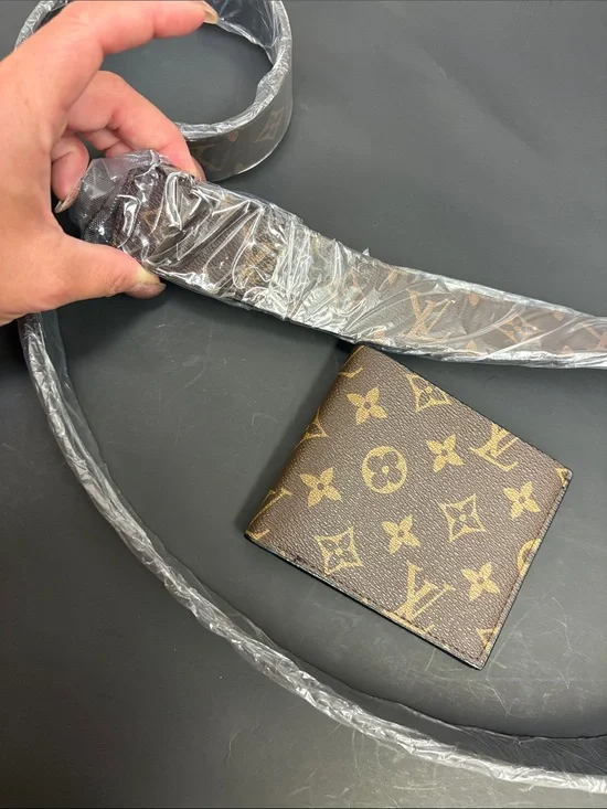 Luxury inspired Brown Monogram Men's Wallet and belt