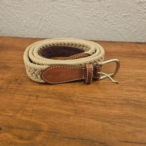 Brighton Leather Corded Belt 39206 Solid Brass Buckle Brown Size 40 Made In USA