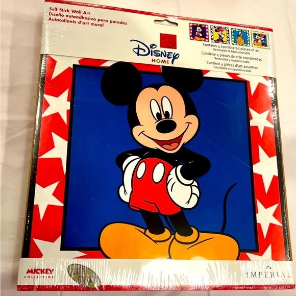 Disney Home decorative self stick wall art removable reposition 4 characters new