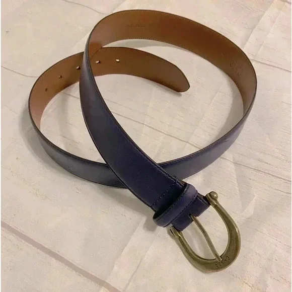 Men’s Navy Blue Smooth Faux Leather Belt Fits‎ Size 36-38
