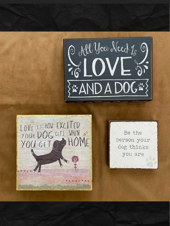 Dogs Artwork Charming Dog-Themed Wall Decor Set - Black, White, Brown (Set of 3)