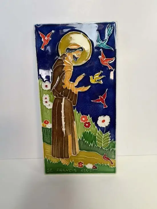 Creazioni Luciano Italian Hand Painted Ceramic Wall Tile - St. Francis of Assisi