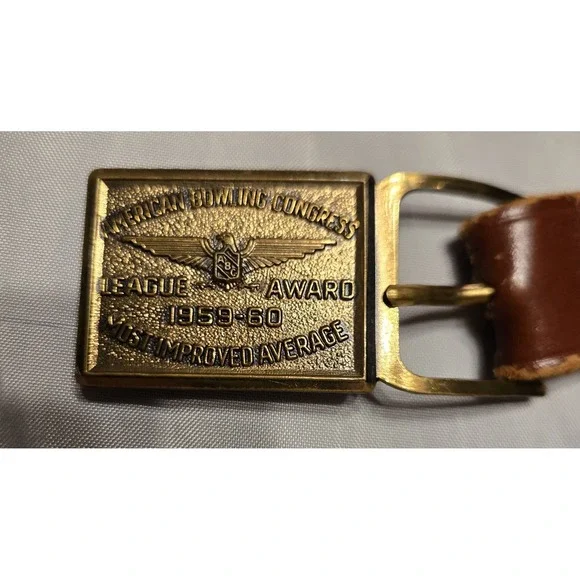 1959-60 ABC Bowling Award Belt Buckle Most Improved‎ Average League Trophy
