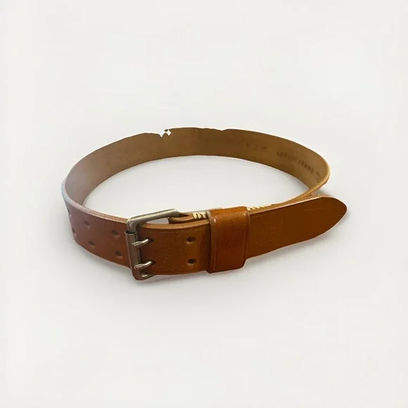 Armani Jeans Made in‎ USA cowboy style braided leather belt tan