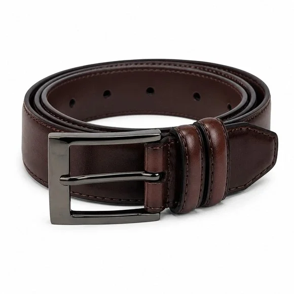Mio Marino Leather Belt Mens 30 Mahogany Burnt Umber Classy Prong B84N-86-MBU302