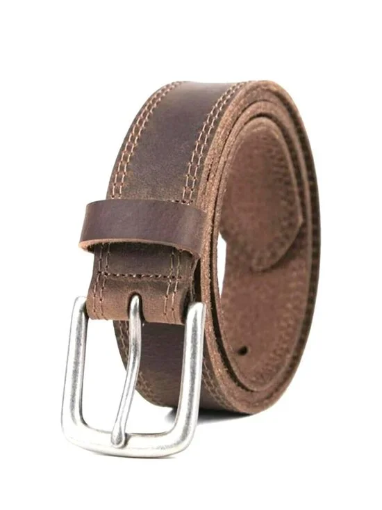 New Vatan Genuine Leather Classic Belt Metal Buckle Mens 46 Brown