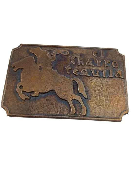 Vintage El Charro Tequila Belt Buckle Metal Bronco Embossed Design Product Of Me