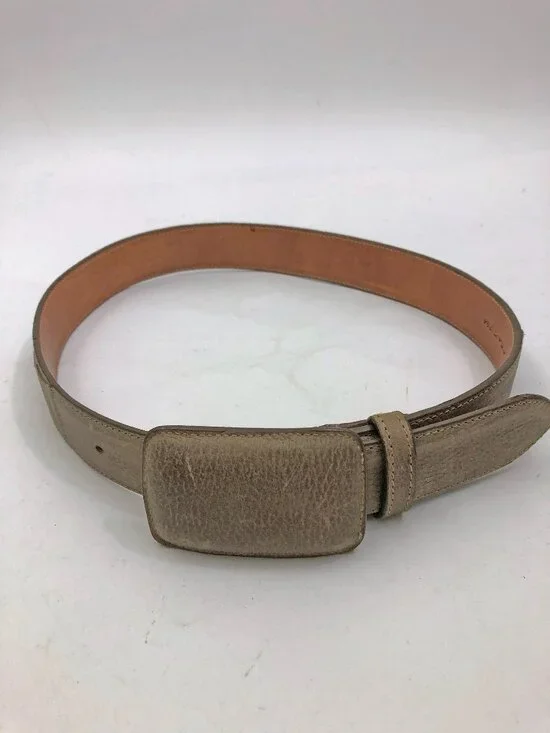 Texas Country Western Belt Tan w/Light Green Tints Leather Covered Buckle