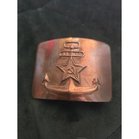Vintage USSR Brass Belt Buckle Soviet Union Russian Soldiers Navy Army Military