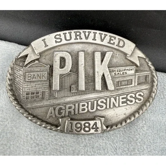 Vintage Iowa Premium & Specialty Co Belt Buckle Silver PIK Agribusiness 1984