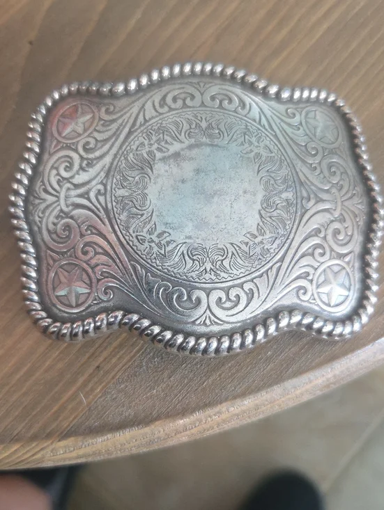 Colorado Silverstar Decorative Silver-Tone Engraved Belt Buckle