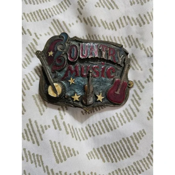 Vintage 1982 Great American Buckle Co Country Music Belt Buckle H919 USA Made