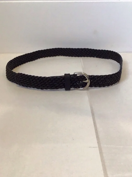 Coach Braided Leather Men’s Belt in Black with Silver Buckle.  Size: M 38 Inches