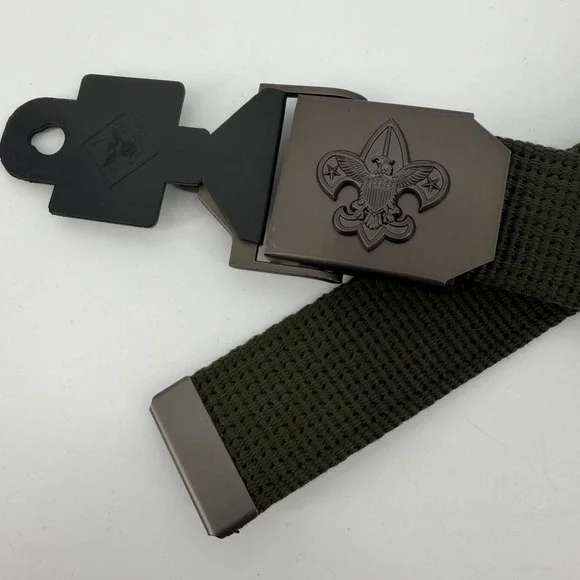 NEW Boy Scouts of America Web Belt Mens M/L 42 Green Canvas Eagle Buckle #64042