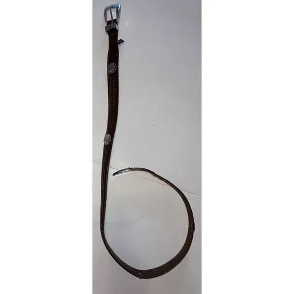 ONYX‎ by Brighton Golf Belt Brown Braided Leather & Silver Accent size 36