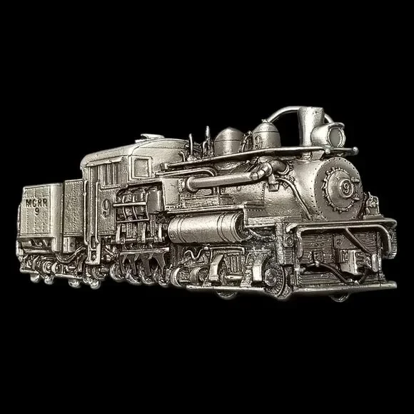 Belt Buckle Pewter‎ Steam Engine Train Midwest Central Railroad Mt Pleasant Iowa
